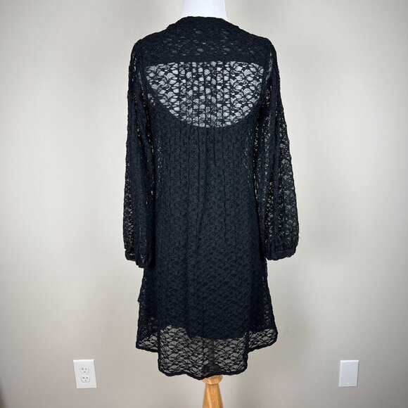 Patterson J Kincaid Dress Women Small Black Lace Floral Lined Long Sleeve V-Neck - Picture 8 of 14